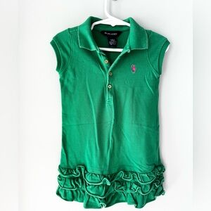 Ralph Lauren Green Polo Dress with Ruffle Details